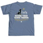 Raising Today, Training Tomorrow, a Blue Jean Comfort Colors Unisex Tee (back-view)