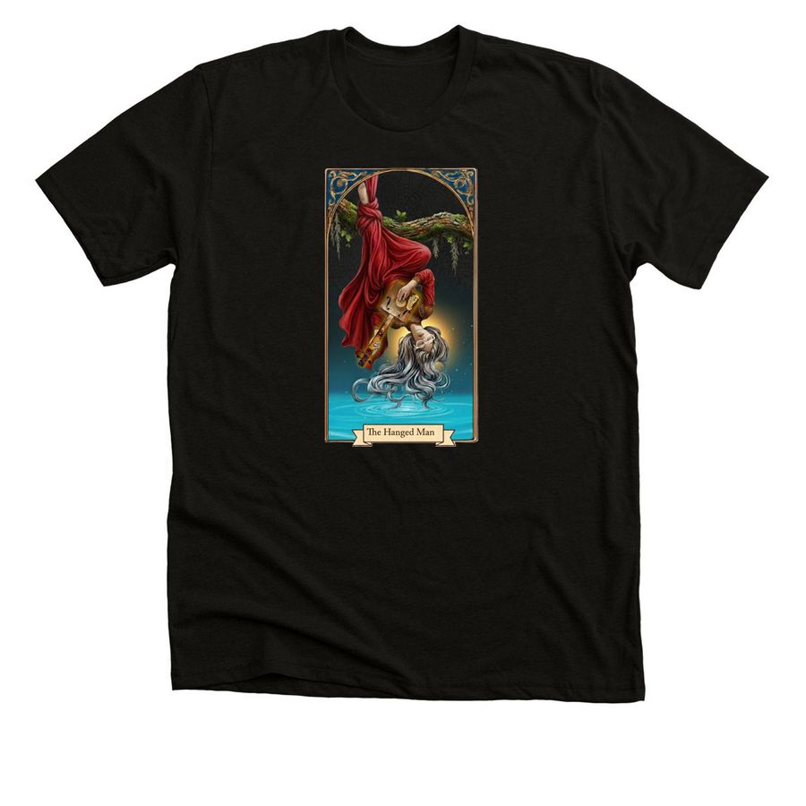 Tarot Card No. 12, a Solid Black Blend Premium Unisex Tee