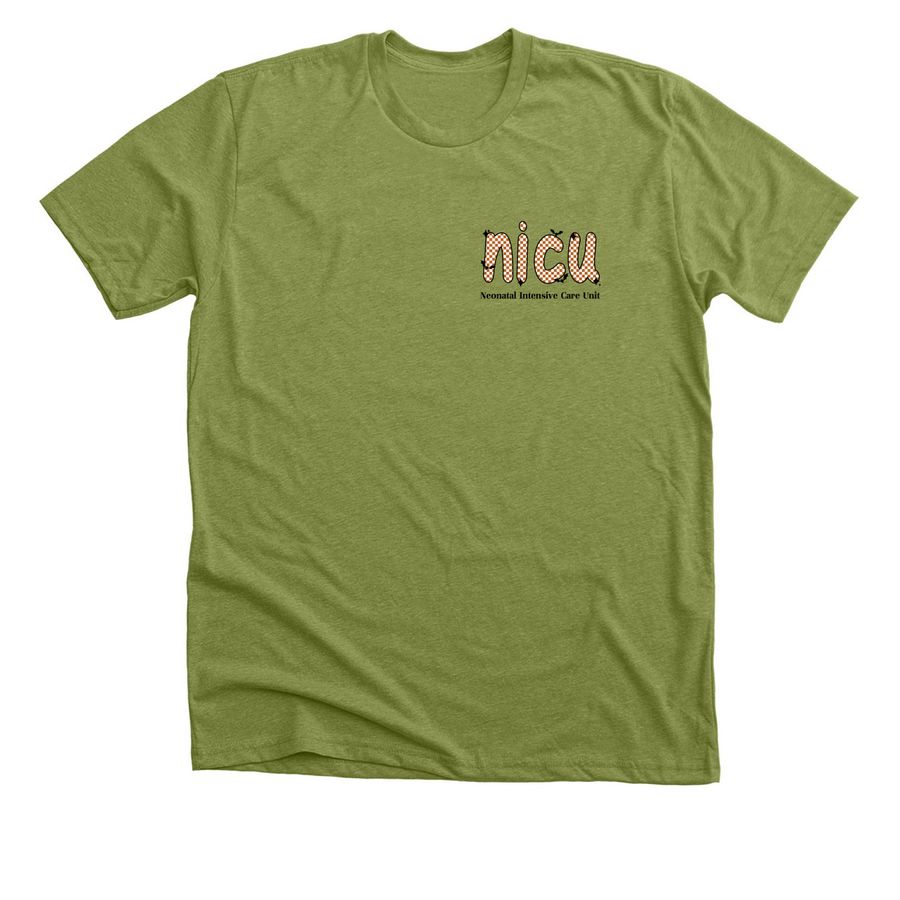 Gingham x spooky, a Heather Green Premium Unisex Tee