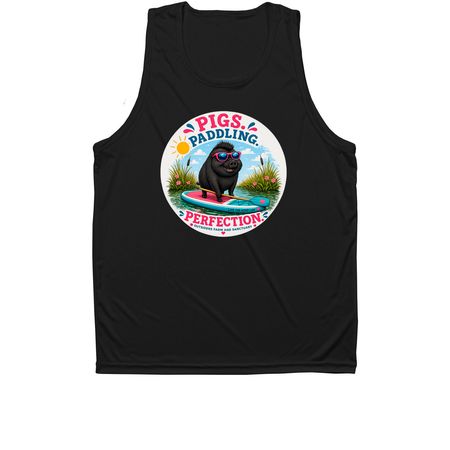 Pigs. Paddling. Perfection. Summer Fundraiser, a Black Unisex Performance Tank