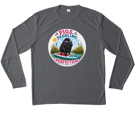 Pigs. Paddling. Perfection. Summer Fundraiser, a Iron Grey Unisex Performance Long Sleeve Tee