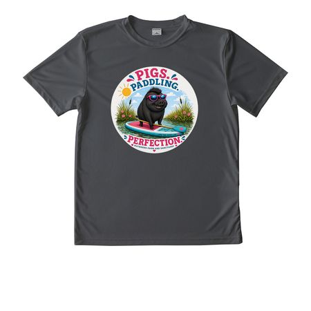 Pigs. Paddling. Perfection. Summer Fundraiser, a Iron Grey Youth Performance Tee