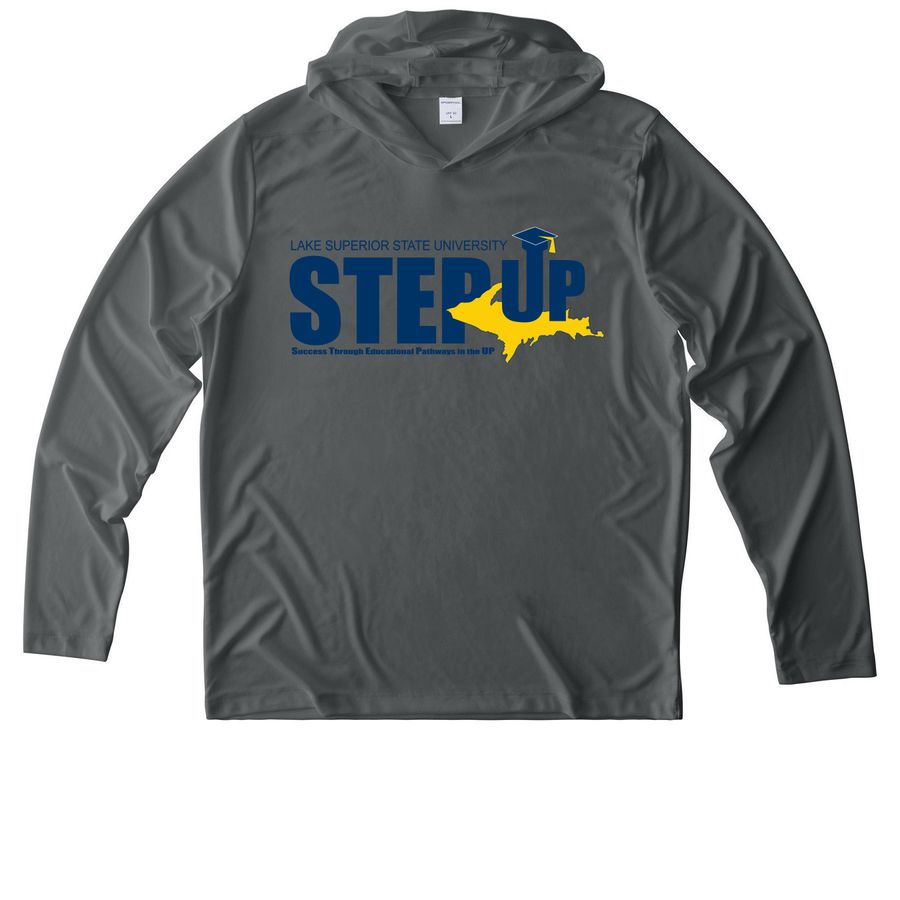 LSSU STEP UP UV Performance Hoodie, a Dark Smoke Grey UV Performance Long Sleeve Hoodie