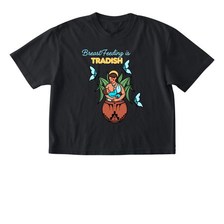 Breast Feeding is Tradish, a Black Comfort Colors Boxy Tee