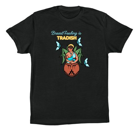 Breast Feeding is Tradish, a Vintage Black Premium Cotton Tee