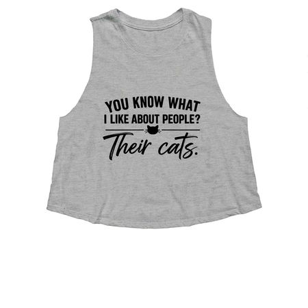 You know what I like about people? &nbsp;Their cat, a Athletic Heather Women's Cropped Racerback Tank
