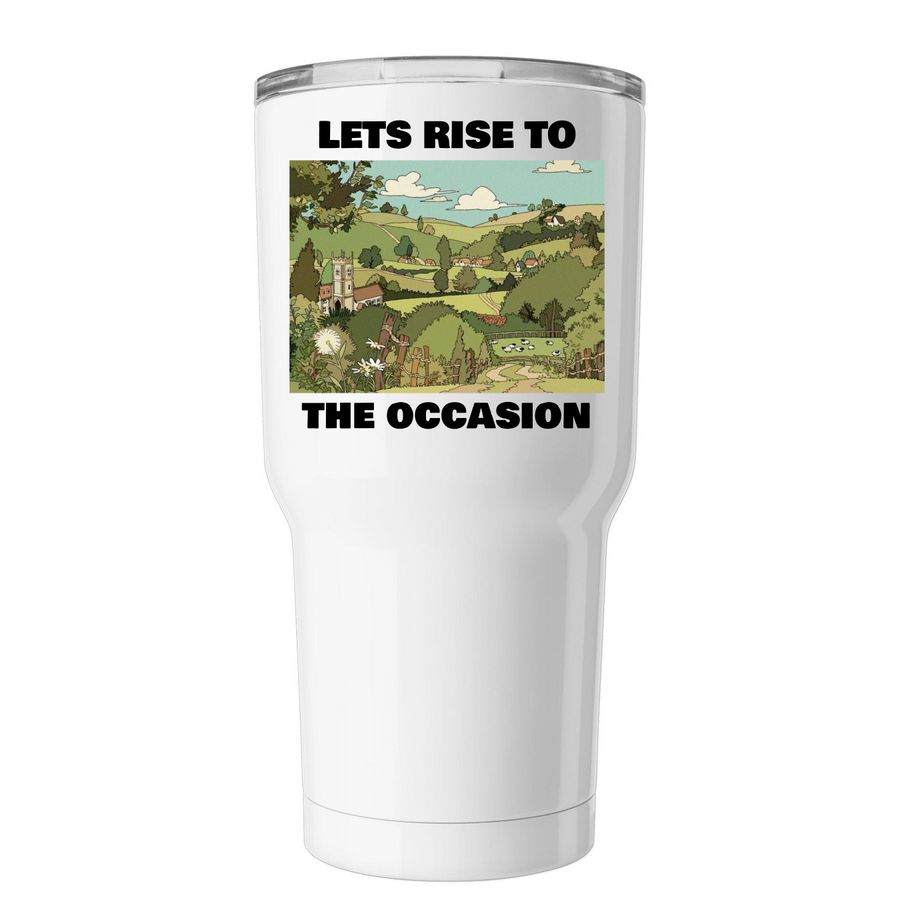 The Water Jug, a White Insulated Tumbler (back-view)