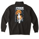 FREE THE RIDGLAN BEAGLES, a Black Midweight Quarter Zip Pullover (back-view)