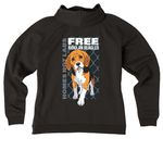 FREE THE RIDGLAN BEAGLES, a Deep Black Allmade Women?s Organic CVC Zip-Up Hoodie (back-view)