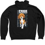 FREE THE RIDGLAN BEAGLES, a Black Zip Up Hoodie (back-view)
