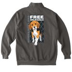 FREE THE RIDGLAN BEAGLES, a Pepper Comfort Colors Quarter Zip Pullover (back-view)