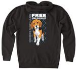 FREE THE RIDGLAN BEAGLES, a Black Heavyweight Zip Up Hoodie (back-view)