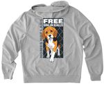FREE THE RIDGLAN BEAGLES, a Granite Grey Heather Allmade Organic French Terry Zip Up Hoodie (back-view)
