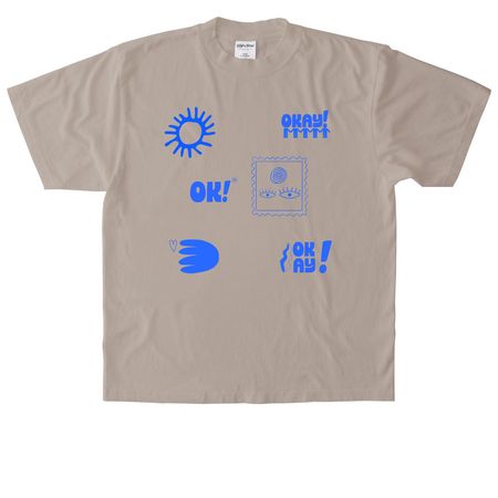 "Okay!" Best Buddies Tee, a Oatmeal Heavyweight Garment Dye Tee