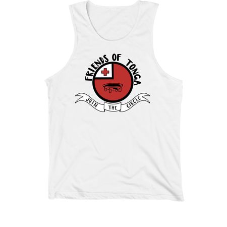 2026 Friends of Tonga Summer T-Shirts, a White Premium Cotton Tank
