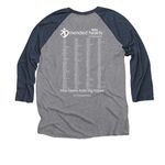 Fight like a Warrior, a Vintage Navy and Premium Heather 3/4 Sleeve Baseball Tee (back-view)