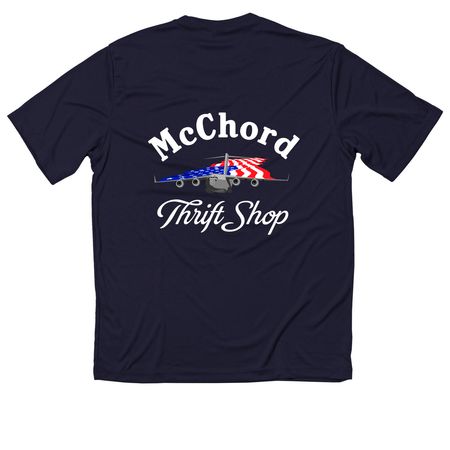 Active Wear Volunteer Shirt - White text, a True Navy Classic Performance Tee (back-view)