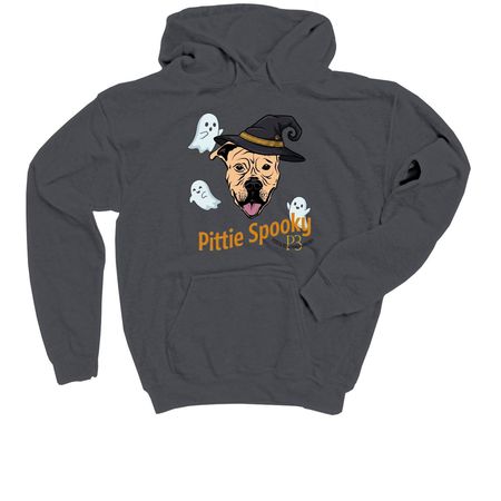 Pittie Spooky, a Charcoal Youth Pullover Hoodie