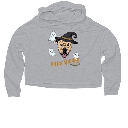 Pittie Spooky, a Grey Heather Women?s Lightweight Cropped Hoodie