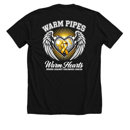Bikers Against CHildhood Cancer, a Solid Black Blend Premium Unisex Tee (back-view)