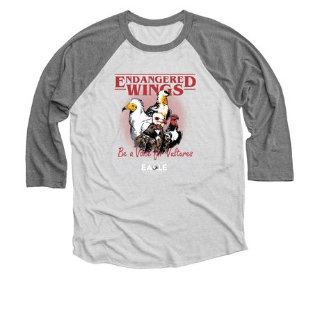 Endangered Wings Apparel, a Premium Heather and Heather White 3/4 Sleeve Baseball Tee