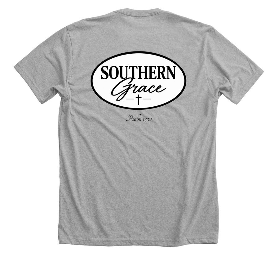 SOUTHERN GRACE, a Athletic Heather Premium Unisex Tee (back-view)
