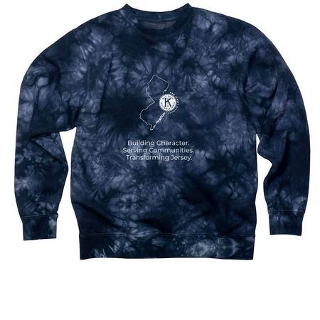 New Jersey Key Club Pride Shirt, a Navy Tie Dye Crewneck Sweatshirt