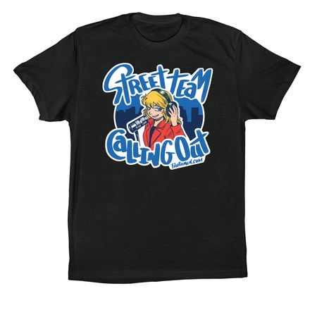 Street Team Calling Out T-shirt or Tank Top, a Vintage Black Premium Cotton Tee