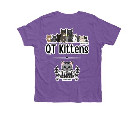 Buy a Shirt. &nbsp;Send a QT Kitten to College!, a Heather Team Purple Premium Youth Tee (back-view)