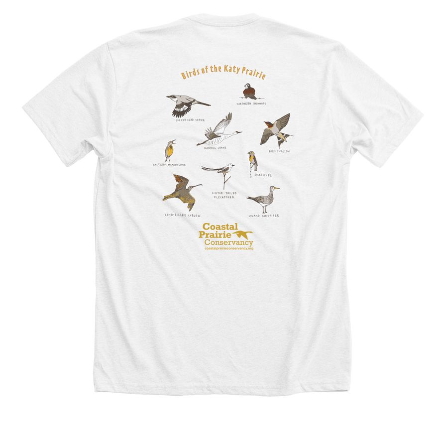 Birds of the Katy Prairie T-Shirt, a Solid White Blend Premium Unisex Tee (back-view)
