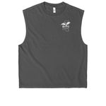 Swamp Life, a Faded Black Heavyweight Garment Dye Muscle Tee (back-view)