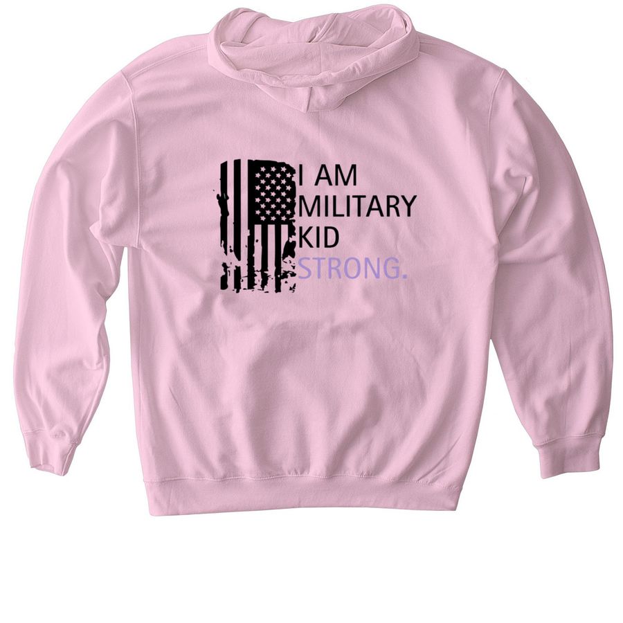 I am Military Kid Strong, a Light Pink Gildan Softstyle Pullover Hoodie (back-view)