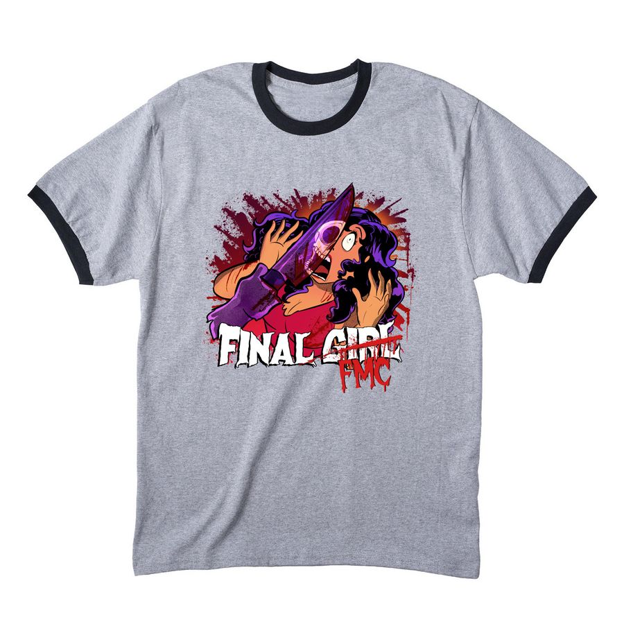 Final FMC Full Front Logo, a Athletic Heather/ Jet Black Cotton Ringer Tee