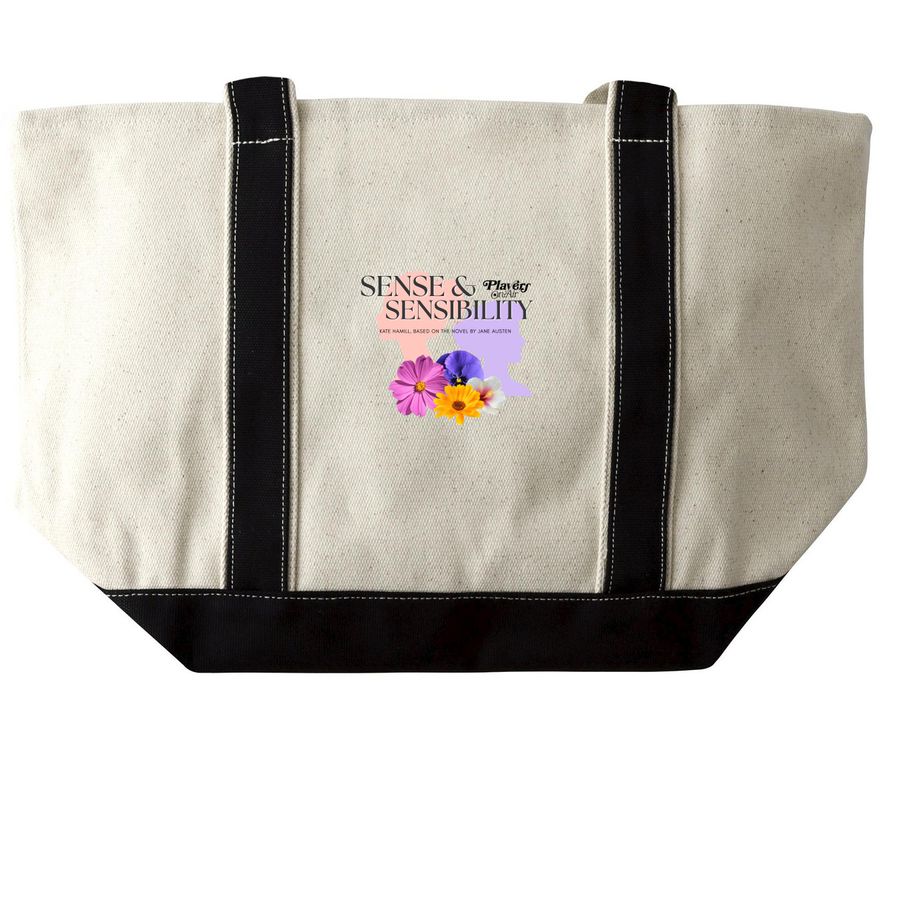 Sense & Sensibility Tote Bag, a Natural/Black Large Two-Tone Canvas Tote Bag