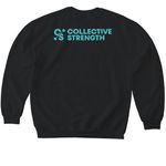 Collective Strength Blue Classic Logo, a Black Softstyle Crewneck Sweatshirt (back-view)