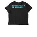Collective Strength Blue Classic Logo, a Black Stanley/Stella Women?s Stella Muser Tee (back-view)