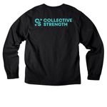 Collective Strength Blue Classic Logo, a Black Unisex Heavyweight Long Sleeve Tee (back-view)