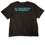 Collective Strength Blue Classic Logo, a Black Women's Heavyweight Tee (back-view)