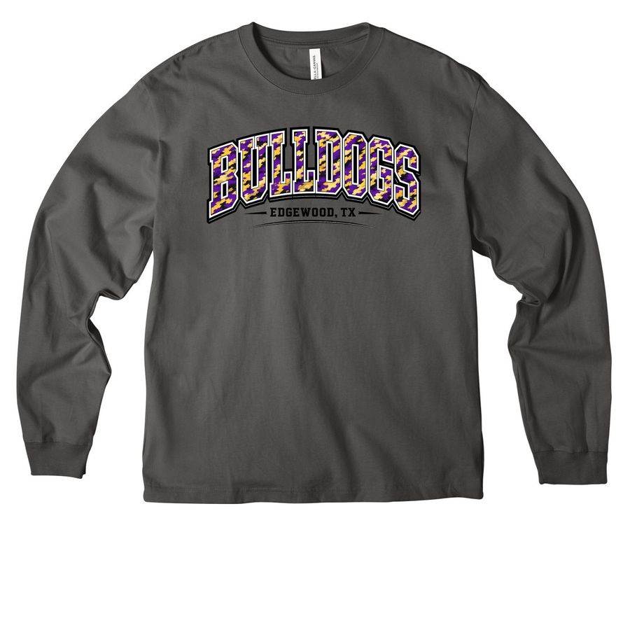 Bulldogs Purple+Gold Camo, a Asphalt Unisex Heavyweight Long Sleeve Tee