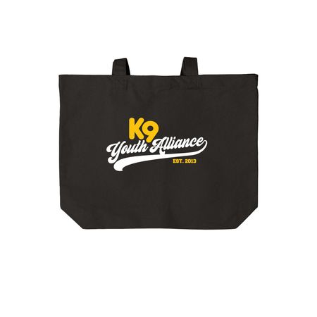 K9YA Athletic Tote, a Deep Black Cotton Canvas Tote Bag