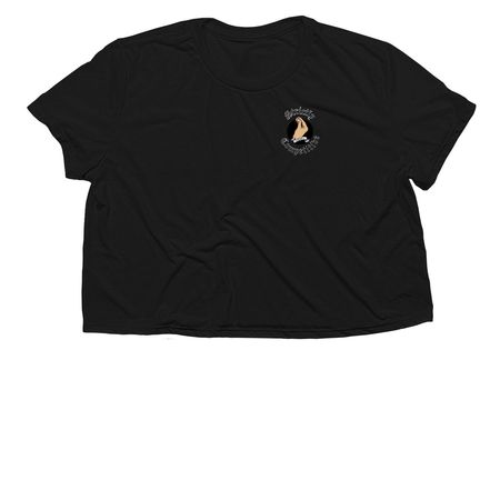 Front Logo Small-B&W Logo, a Black Women?s Flowy Cropped Tee