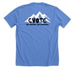 Pocket Front, a Heather Columbia Blue Premium Unisex Tee (back-view)