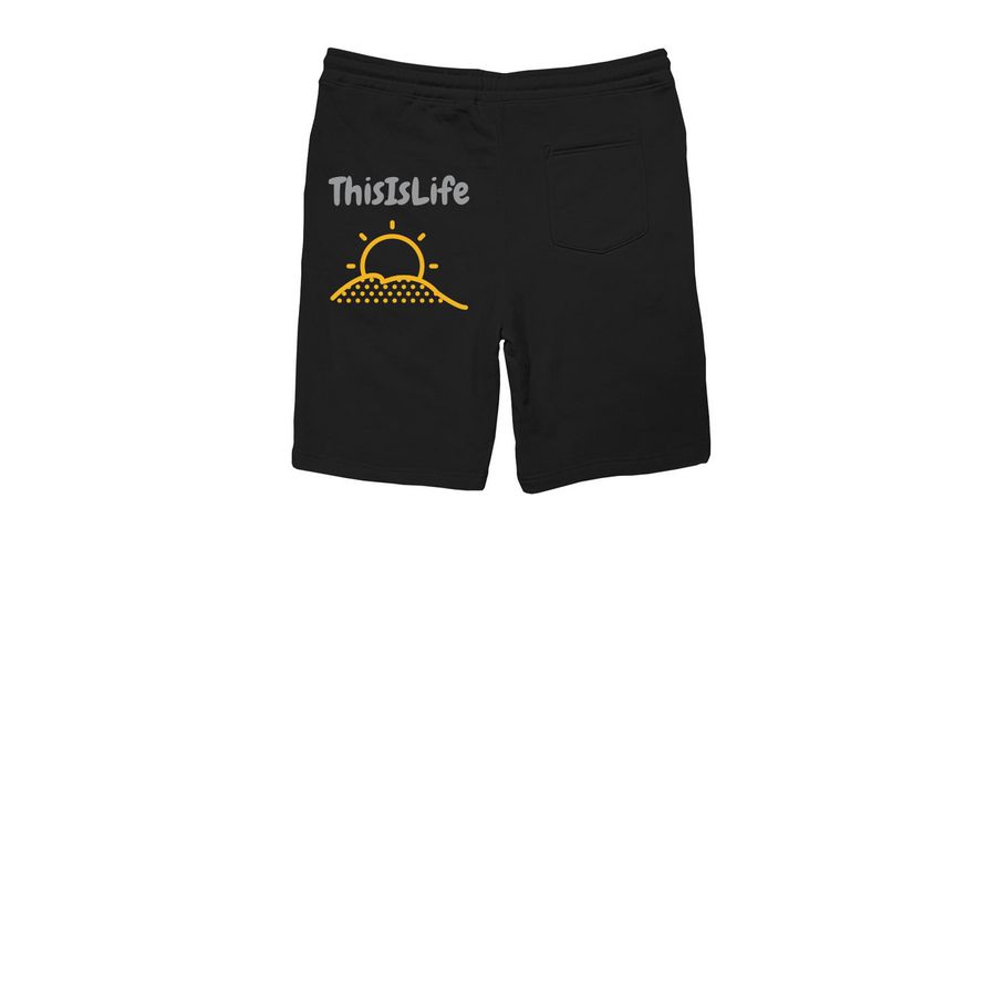 TIL, a Black Midweight Fleece Shorts (back-view)