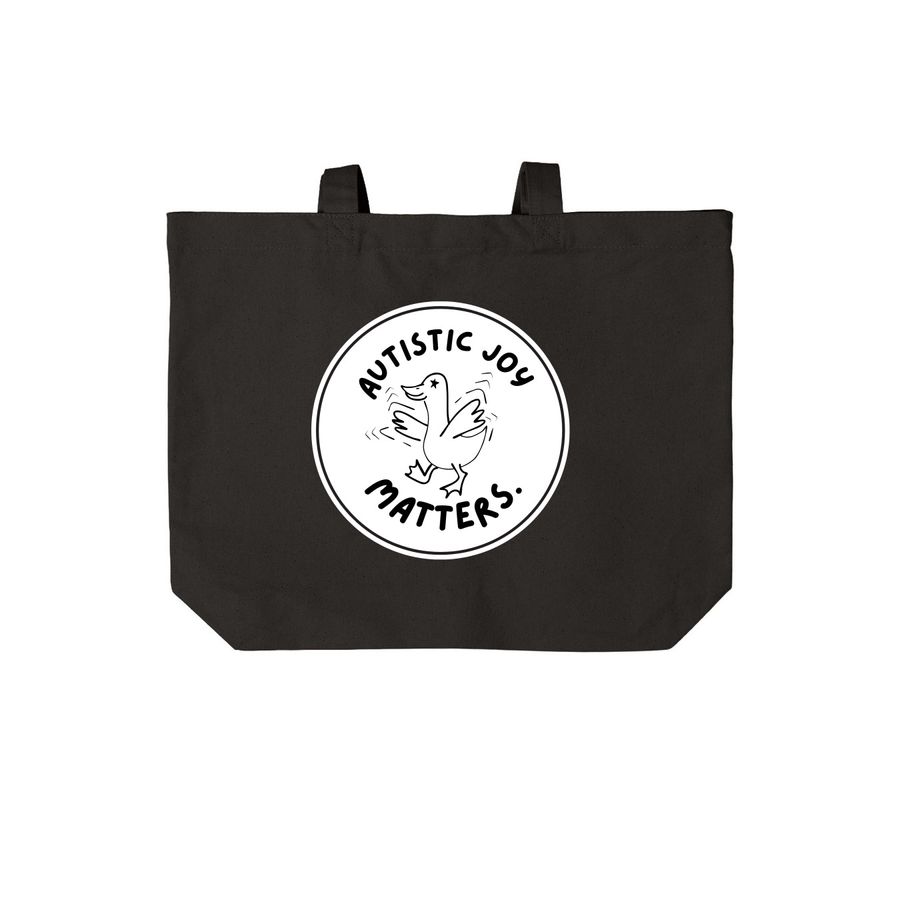 Autistic joy matters TOTE Bag, a Deep Black Cotton Canvas Tote Bag