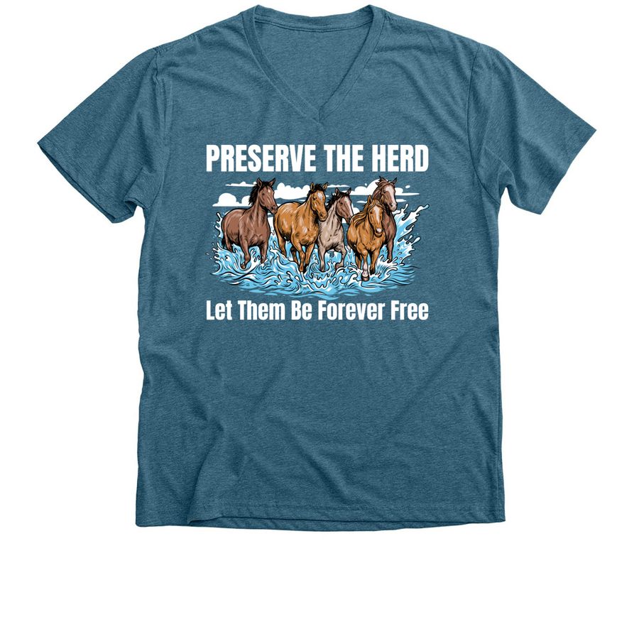 Preserve The Herd, a Heather Deep Teal Premium V-Neck Tee
