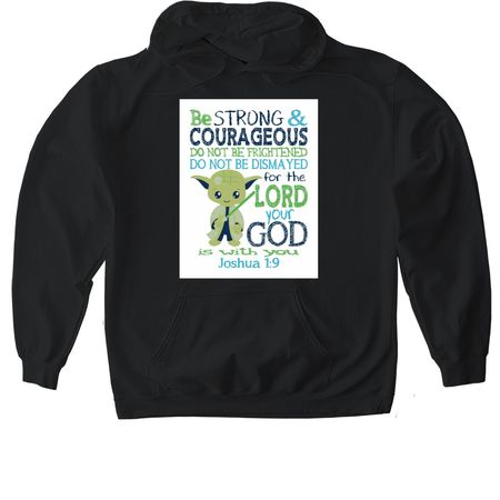 Be Strong Yoda, a Black Gildan Softstyle Pullover Hoodie
