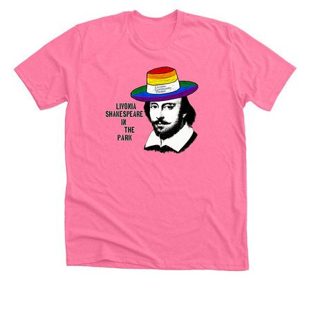 Billy Shakes is PROUD of community theatre!, a Neon Pink Premium Unisex Tee