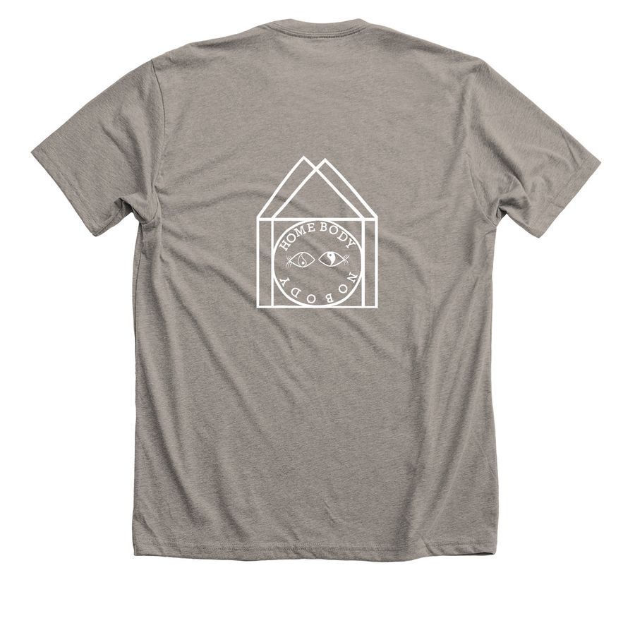 LOGO T, a Heather Stone Premium Unisex Tee (back-view)