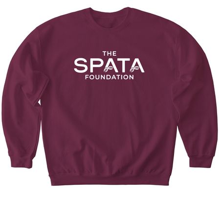 White Logo Merch, a Maroon Softstyle Crewneck Sweatshirt