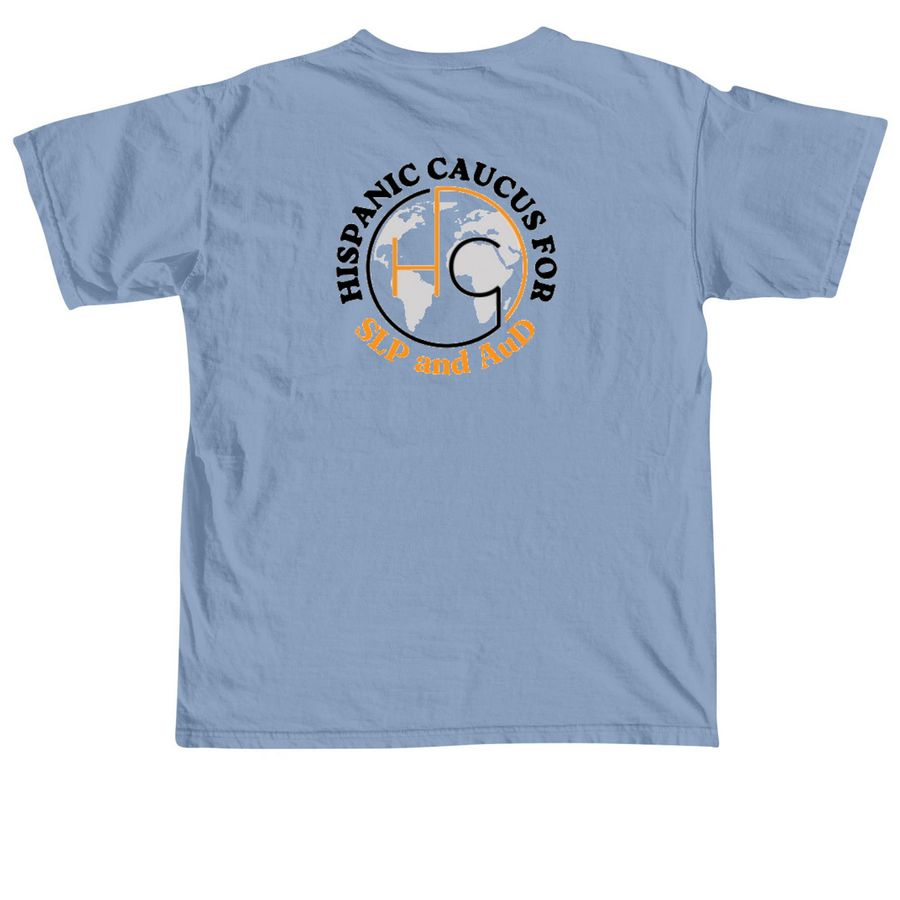 De Aqu? y De All?, a Washed Denim Comfort Colors Unisex Tee (back-view)